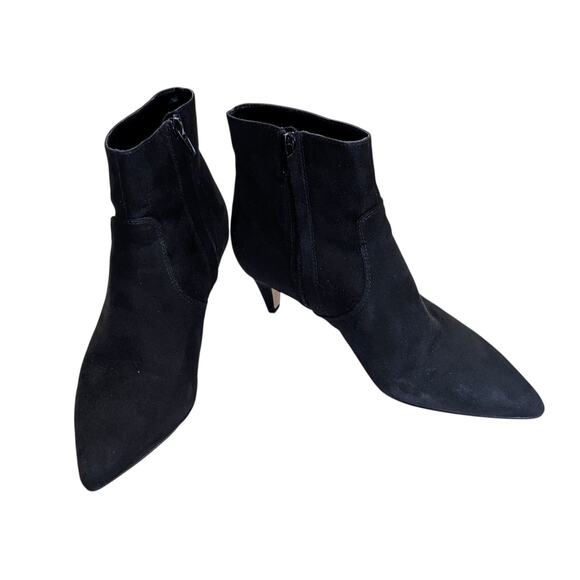 Express Womens Size 7 Black Kitten Heel Faux Suede Ankle Booties - Picture 1 of 10